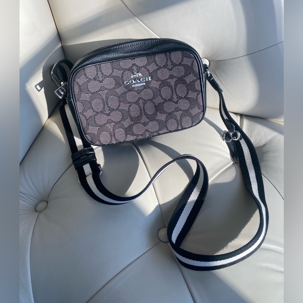 Coach Signature Black and Gray Crossbody Bag